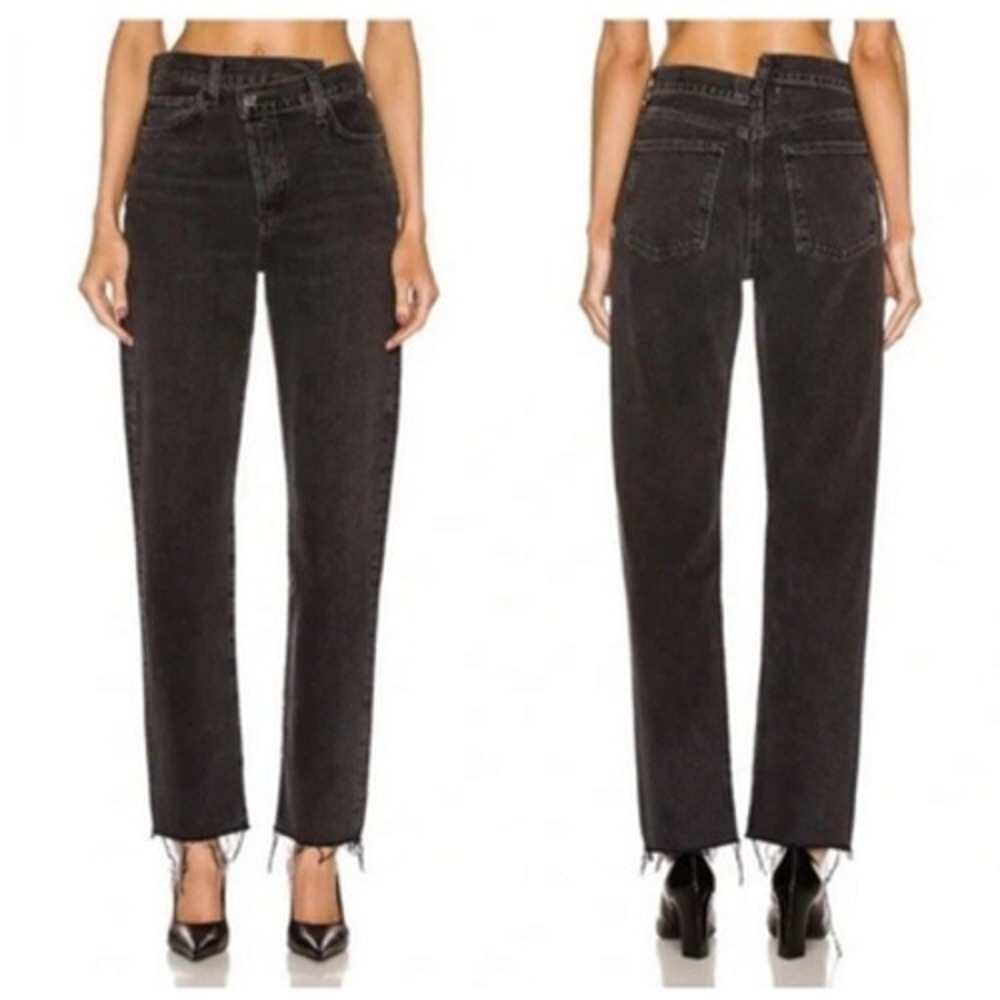 Agolde Criss Cross Straight Jeans Shambles Womens‎ 25 Frayed Hem